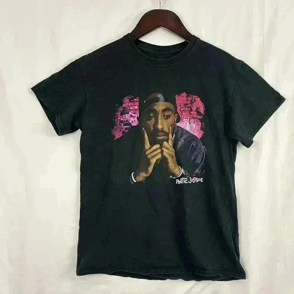 Tupac Shirt Tee Mens MEDIUM  Poetic Justice Black Hip Hop Rap Music T-Shirt - Picture 9 of 9
